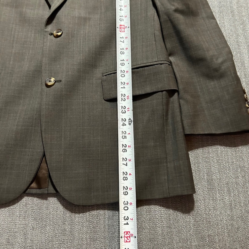 Jos A Bank Blazer Mens 40SH Brown Glen Plaid 100% Wool 2-Button Sport Coat - Picture 5 of 7